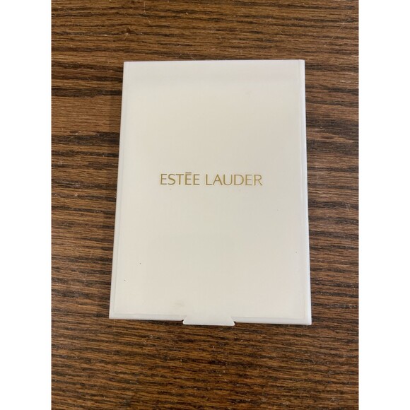 Vintage White Estee Lauder Foldable Built In Stand Flat Travel Compact Mirror 4" - Picture 1 of 4